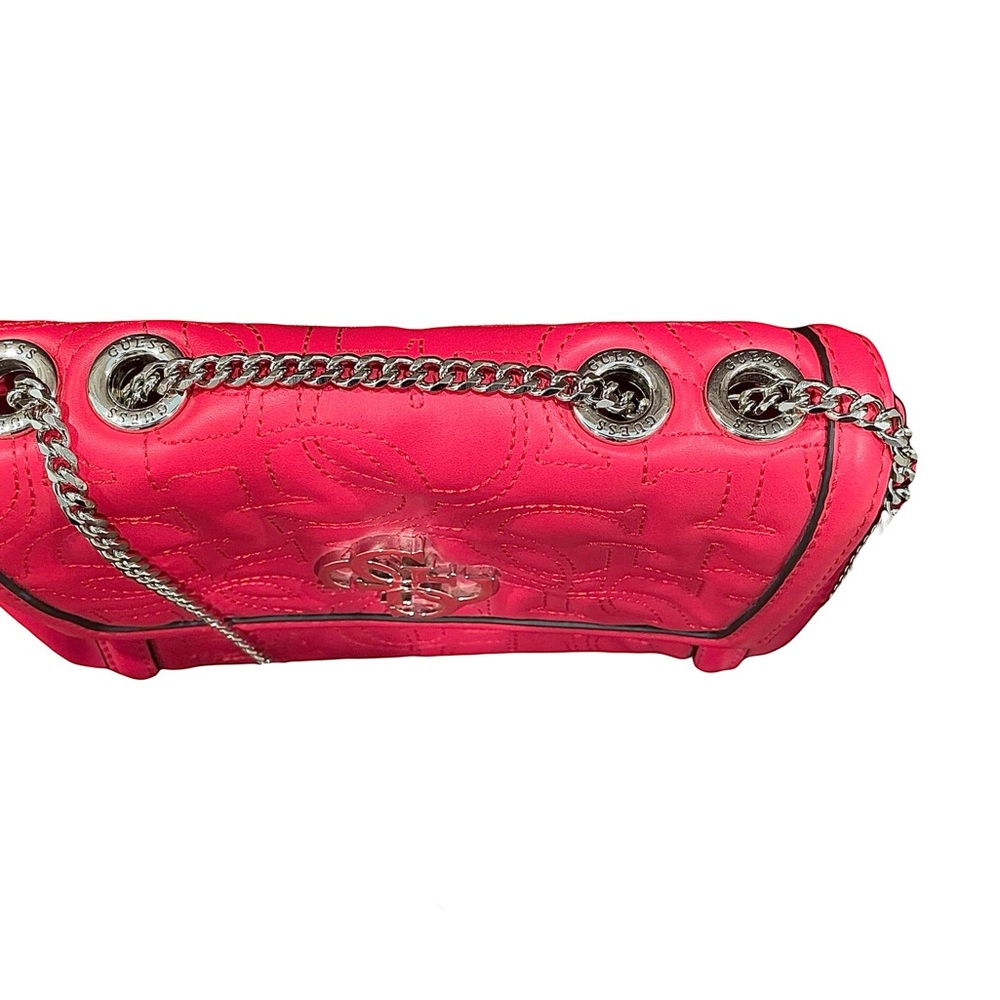 NWOT Red Crossbody/Shoulder Mini Bag with Quilted Texture and Chain Straps - Picture 11 of 12